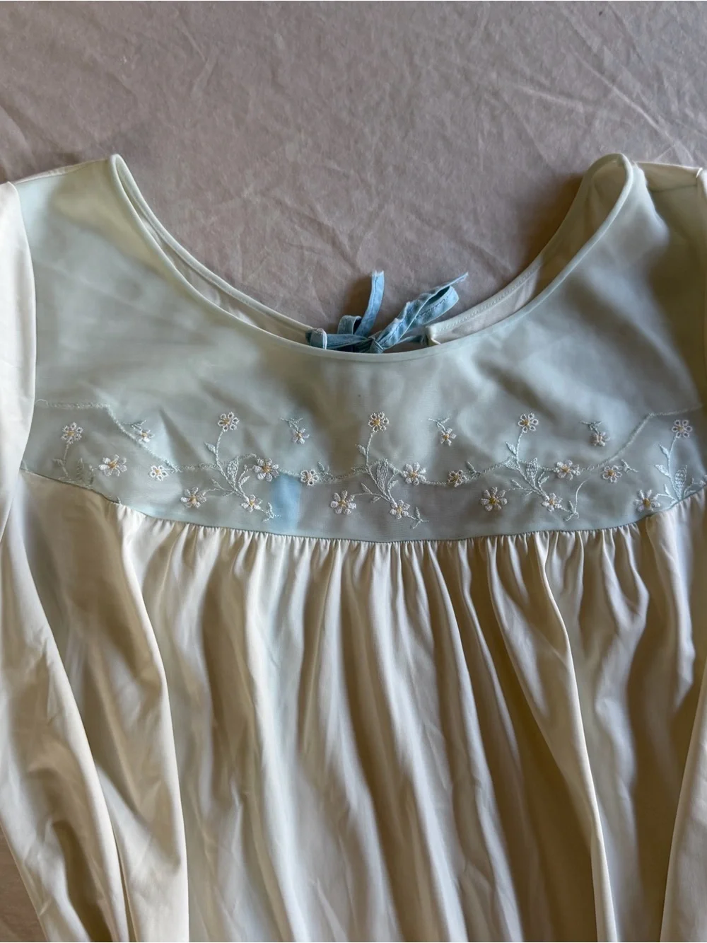 1960s Maternity Nightgown with Baby Blue Accents - Picture 2 of 7